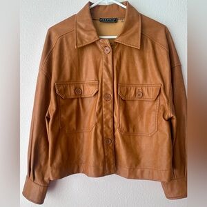 Women’s Caramel Colored Faux Leather Jacket by Bagatelle Collection